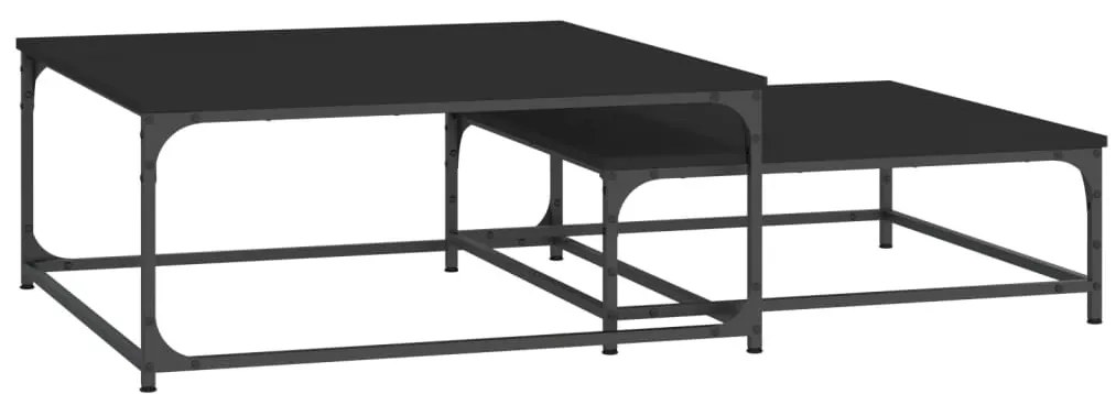 Mesas de centro de encastrar 2 pcs derivados de madeira preto