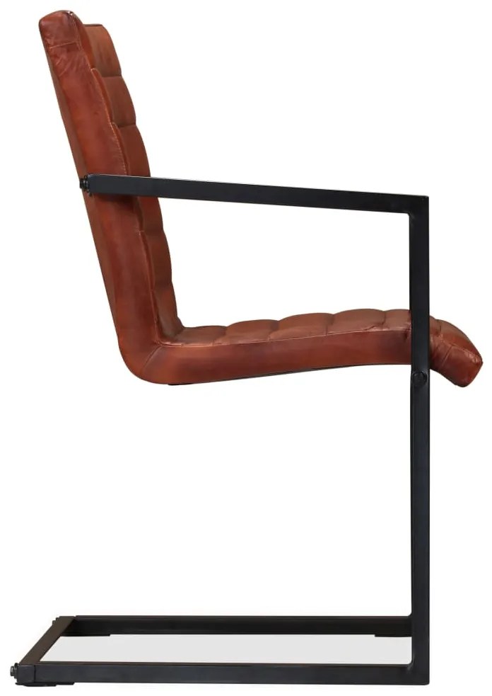 Cadeiras de jantar 4 pcs couro genuíno castanho