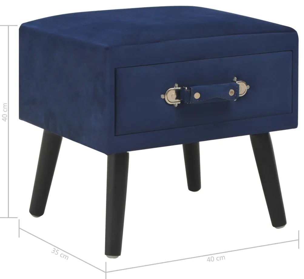 Mesa-de-cabeceira 40x35x40 cm veludo azul