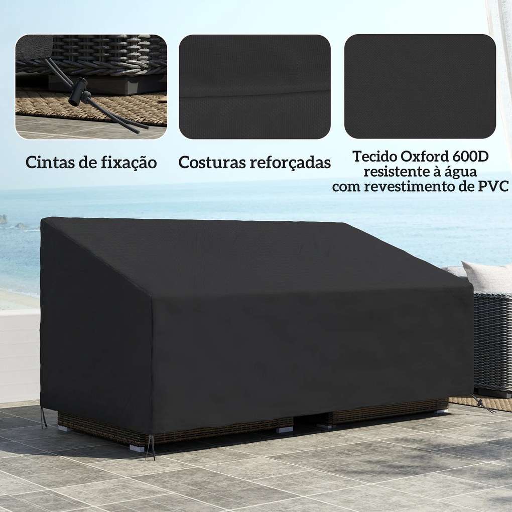 Capa Protetora para Móveis de Jardim 218x111x63-101 cm Cobertura de Móveis de Tecido Oxford 600D Impermeável para Sofás Bancos