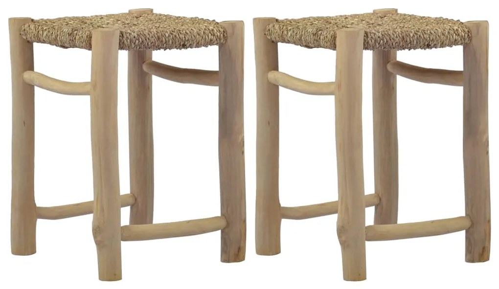 281635 vidaXL Bancos 2 pcs erva marinha castanho