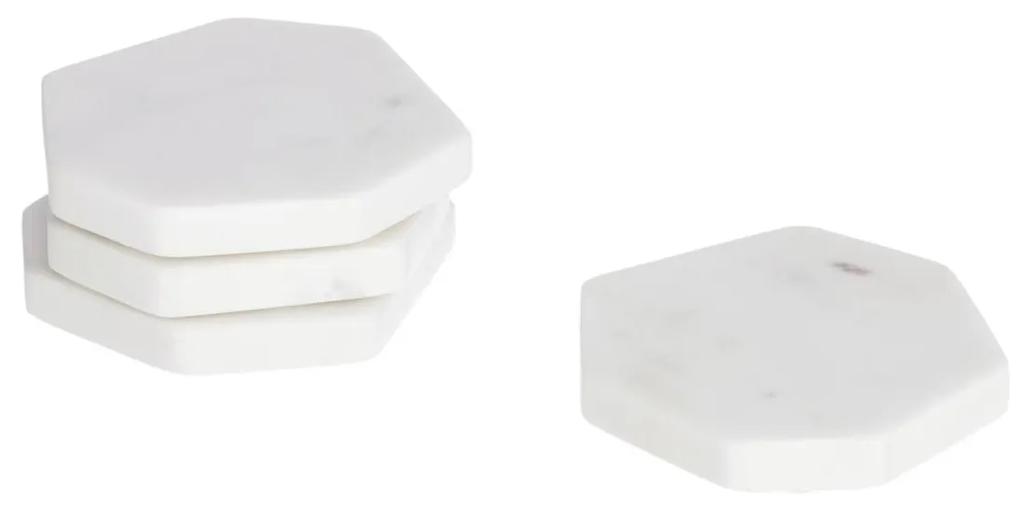 Kave Home - Set Claria de 4 bases para copos em forma de heptágono de mármore branco