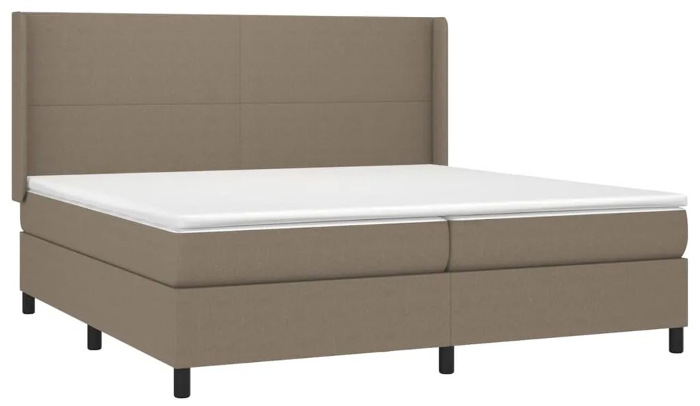 Cama box spring colchão/LED 200x200cm tecido cinza-acastanhado