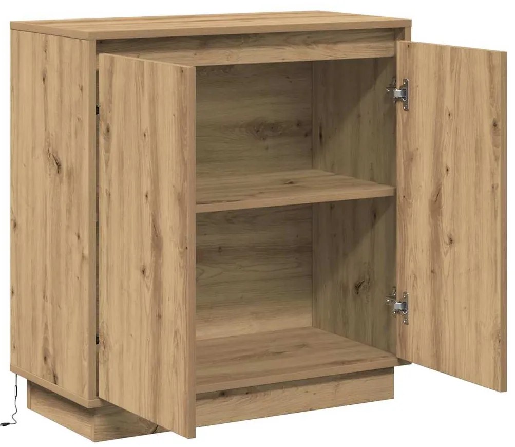 Buffet vidaXL com LED Carvalho Artesanal 71x34,5x75 cm Madeira Reconst