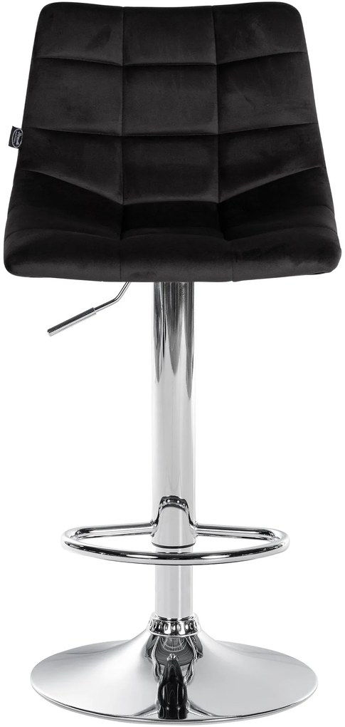 Banco de bar Jerry em veludo com estrutura cromada 87-108,5 x 43 x 46,5 cm Preto
