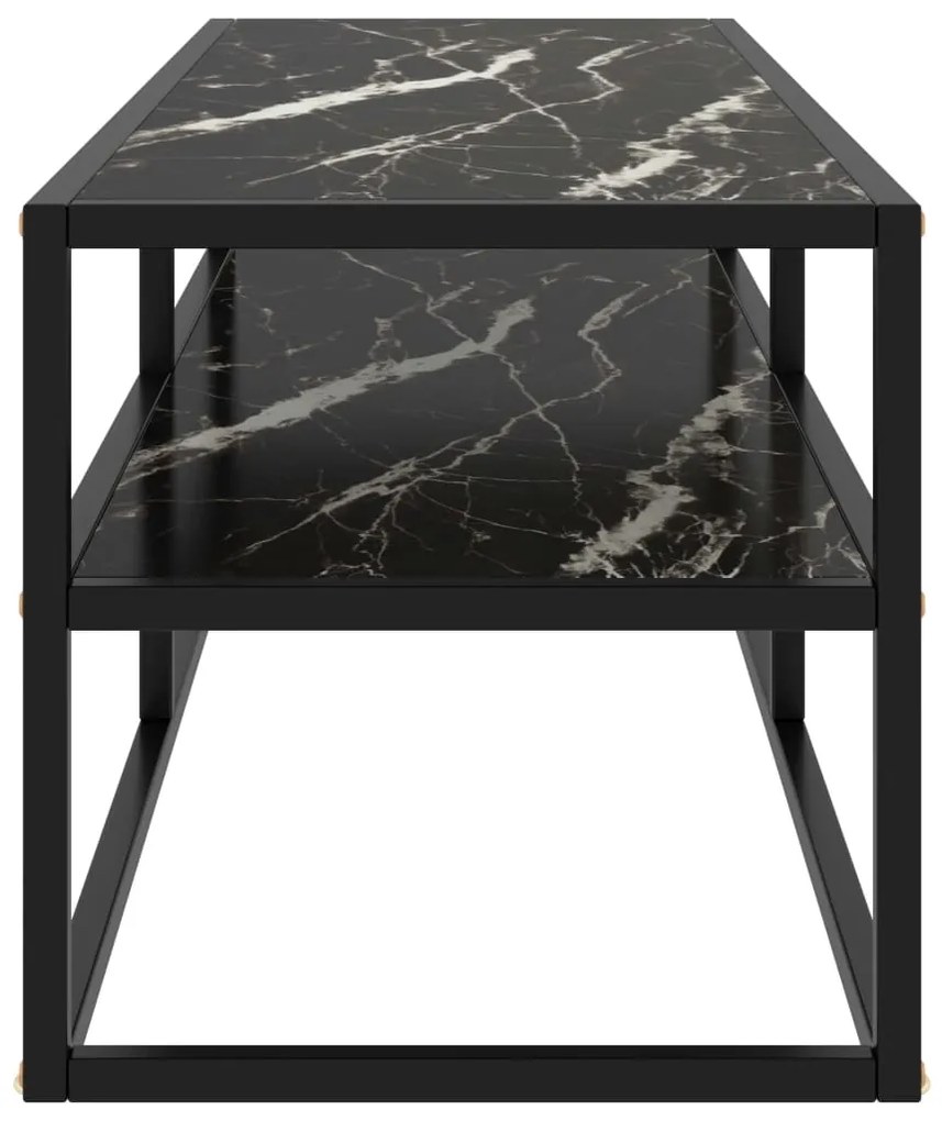 Móvel de TV 120x40x40 cm vidro mármore preto