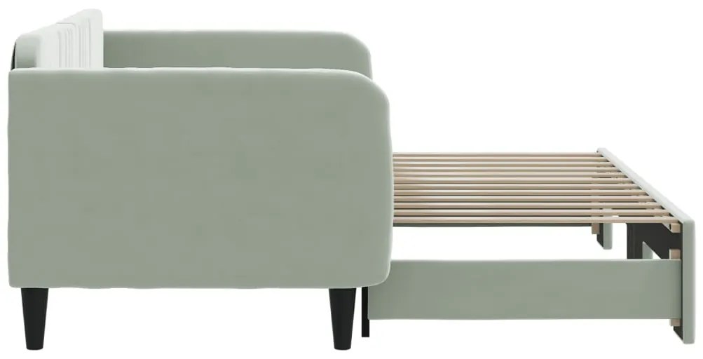 Sofá-cama com gavetão 90x200 cm veludo cinzento-claro