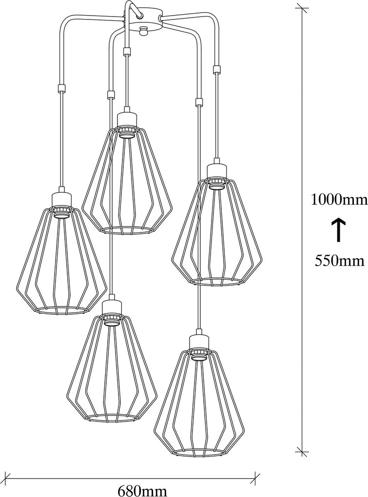 Candeeiro de Teto Kese – Preto – Diâmetro 68 cm