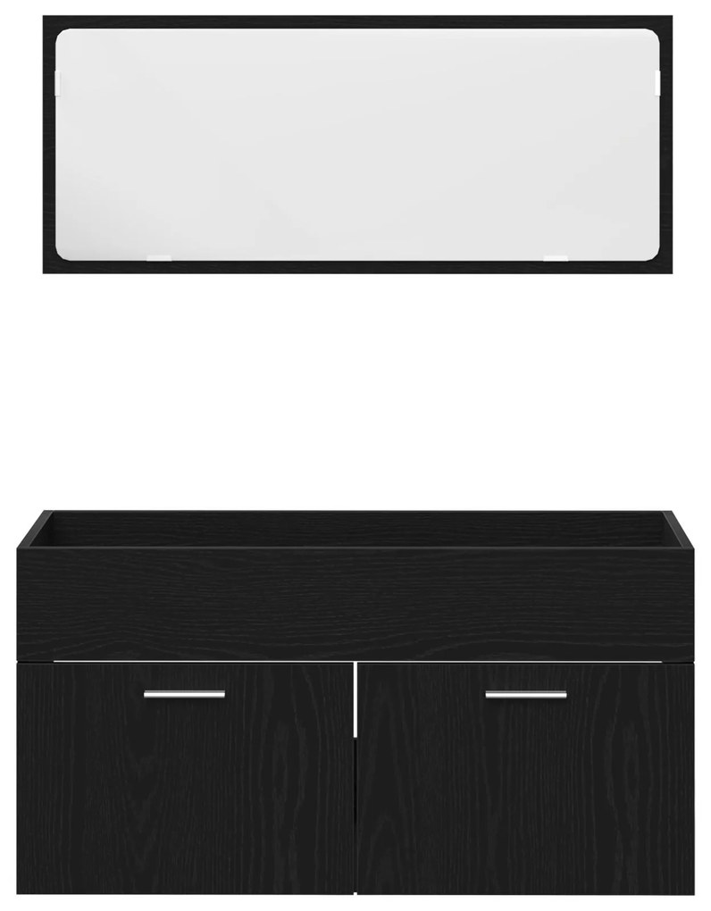 Conjunto de Móveis para Casa de Banho 4 Peças Carvalho Preto Madeira E