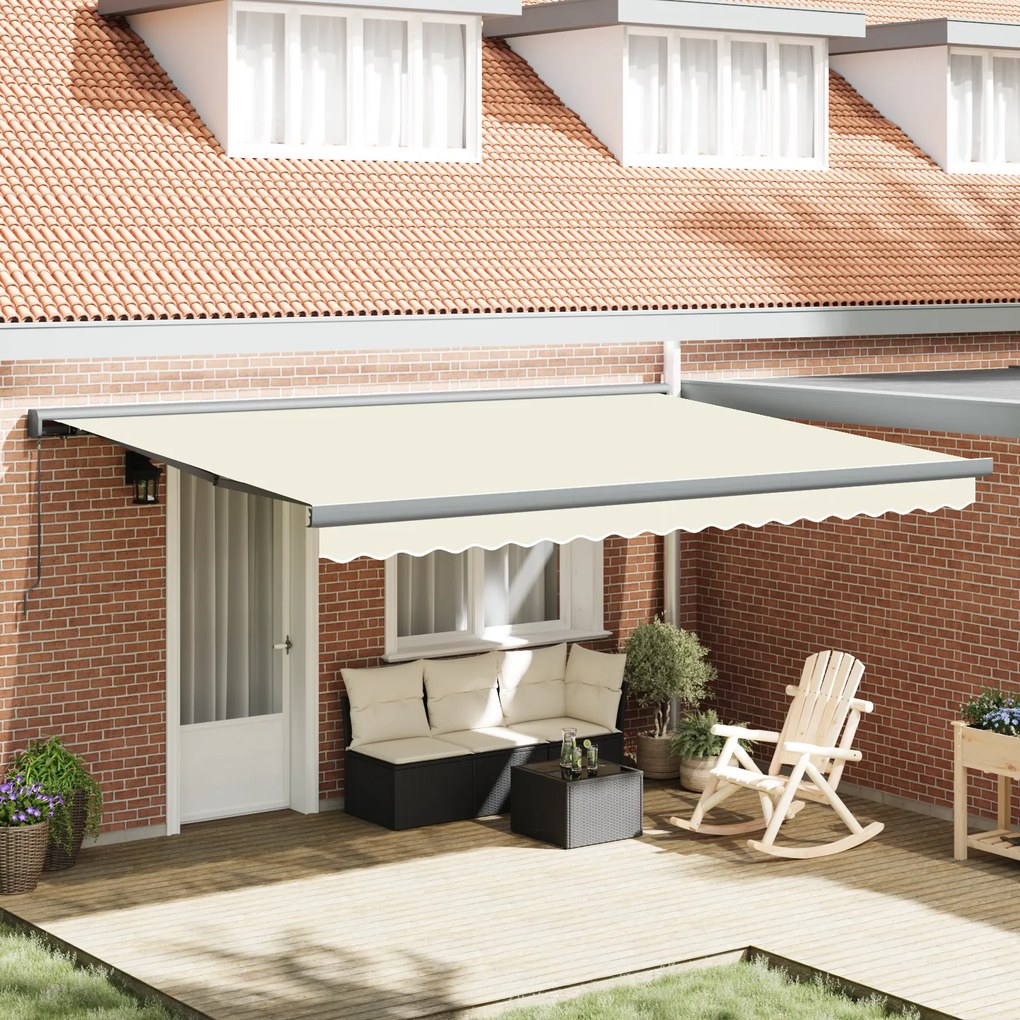 vidaXL Toldo Retrátil Manual Creme 450x300 cm