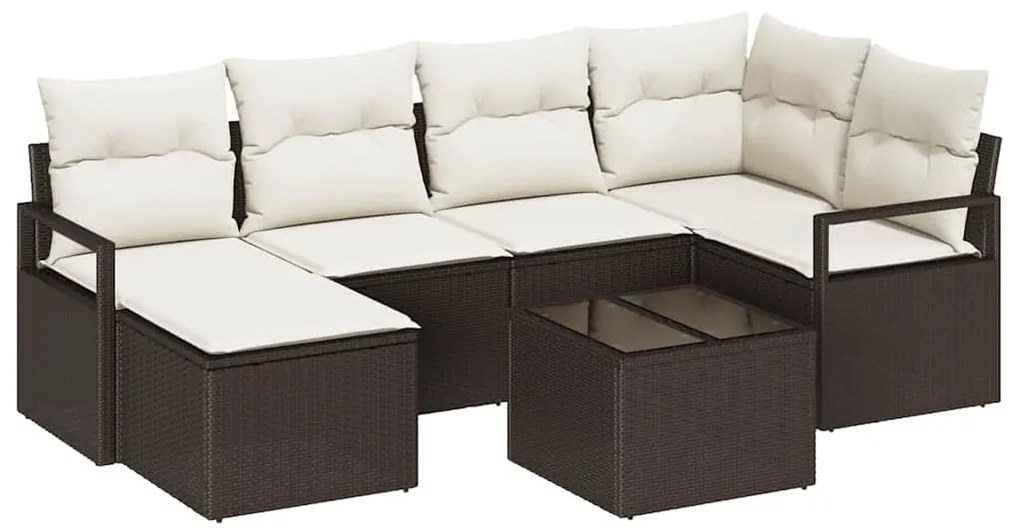 Conjunto de Sofá de Jardim 6 Peças com Almofadas em Rattan Cinza