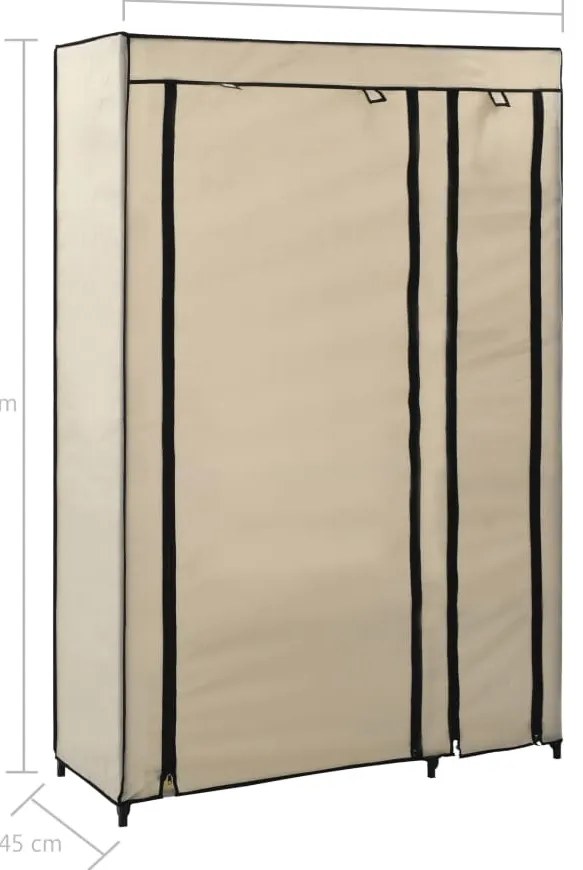 Roupeiros dobráveis 2 pcs 110x45x175 cm tecido cor creme