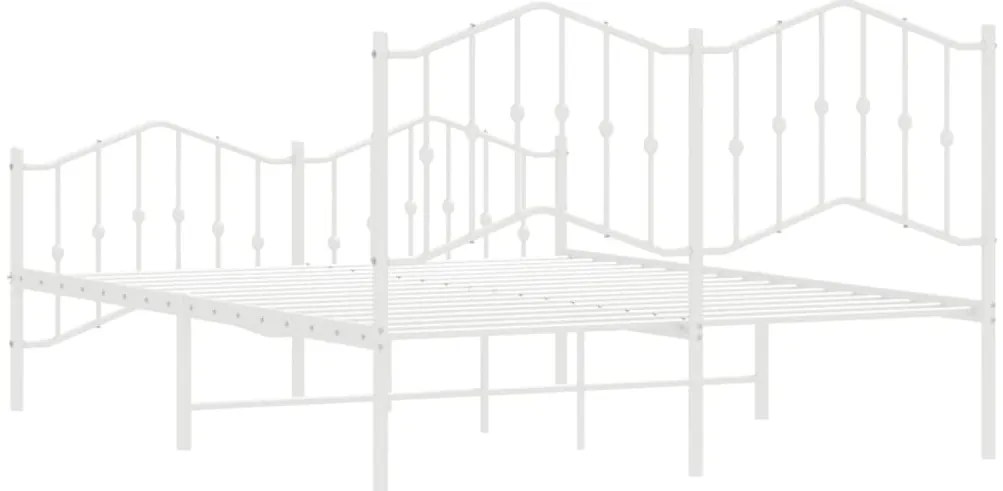 Estrutura de cama com cabeceira e pés 140x190 cm metal branco