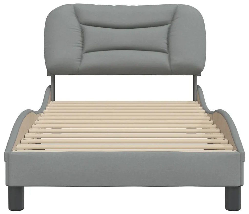 Estrutura de cama sem colchão 90x200 cm tecido cinzento-claro
