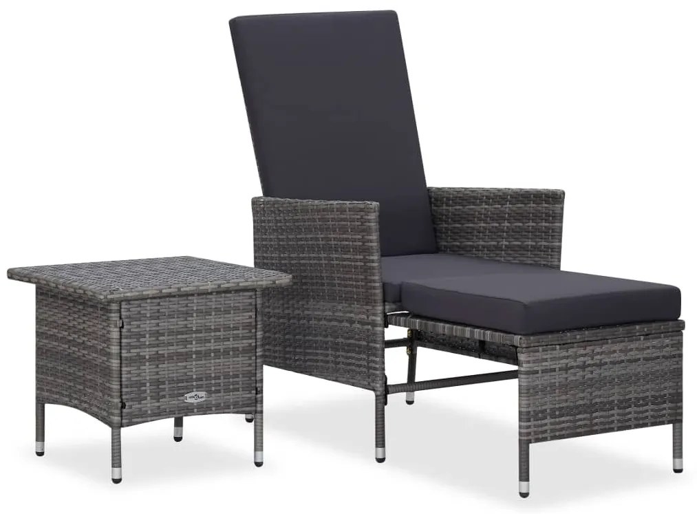 2 pcs conjunto lounge de jardim c/ almofadões vime PE cinzento