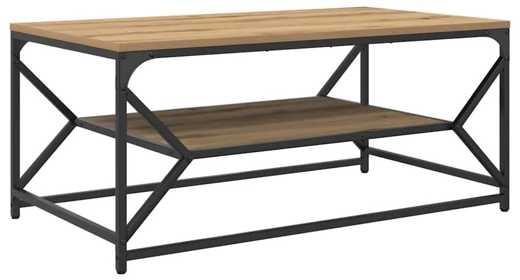 Mesa de Centro vidaXL com Prateleira em Carvalho Artesanal 90x50x40 cm
