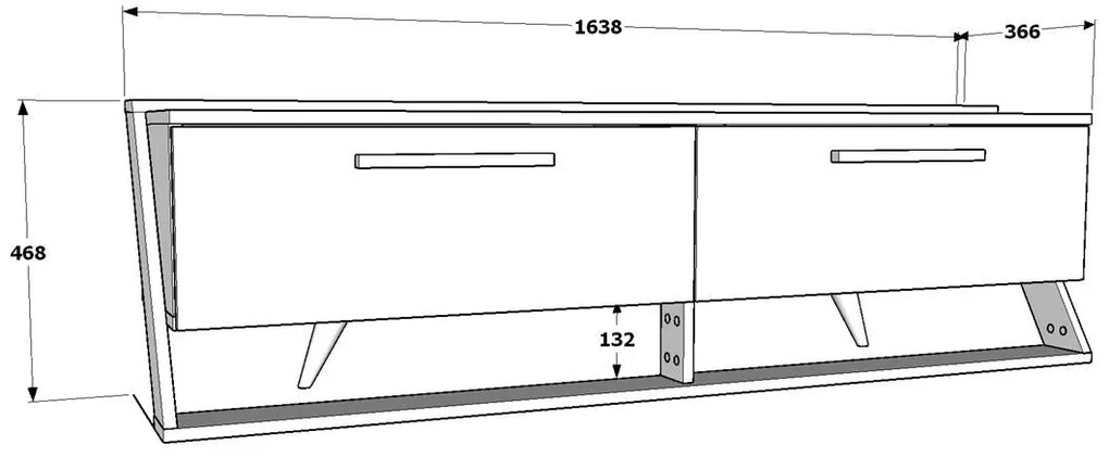 Móvel de TV Astrid – Branco e Preto – 163,8 cm x 46,8 cm x 36,6 cm