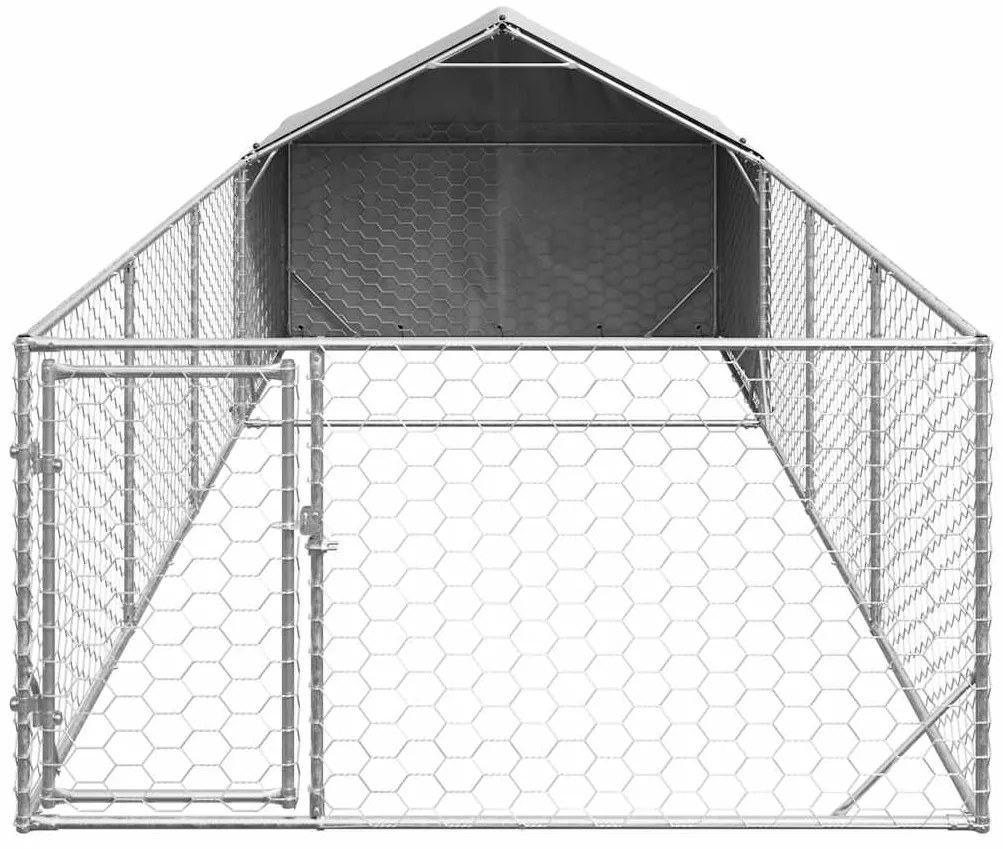 Canil exterior para cães com corredor 7x2x1,5 m aço galvanizado