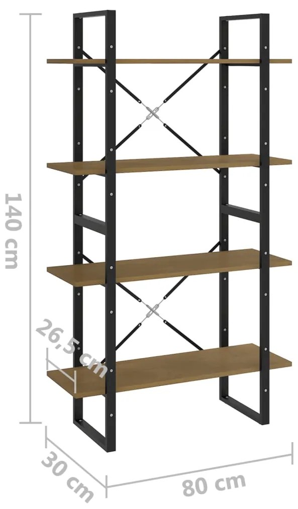 Estante com 4 prateleiras 80x30x140 cm pinho maciço