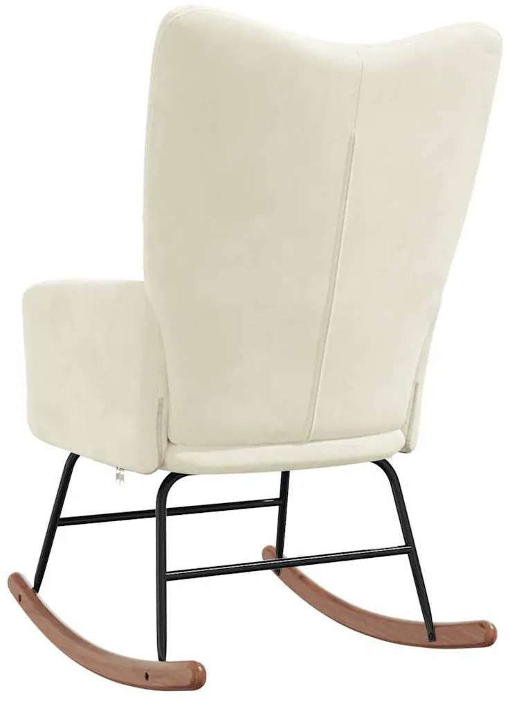 Cadeira de baloiço veludo branco nata