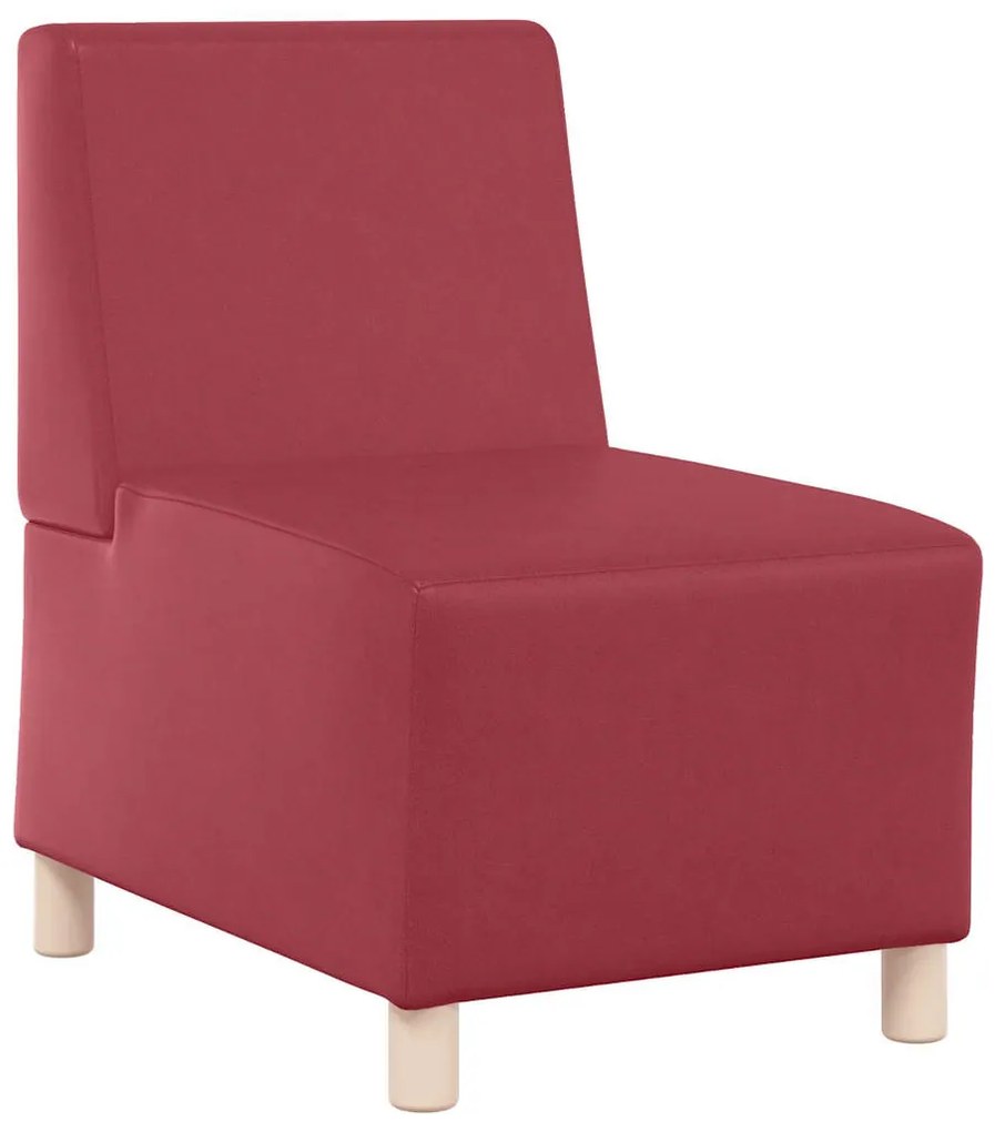 Poltrona sem braços 55 cm couro artificial vermelho tinto