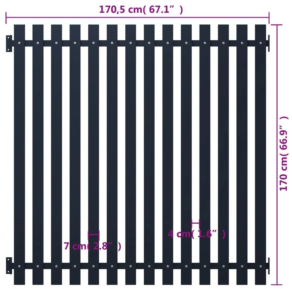 Cerca de jardim 170,5x170 cm aço revestido a pó antracite