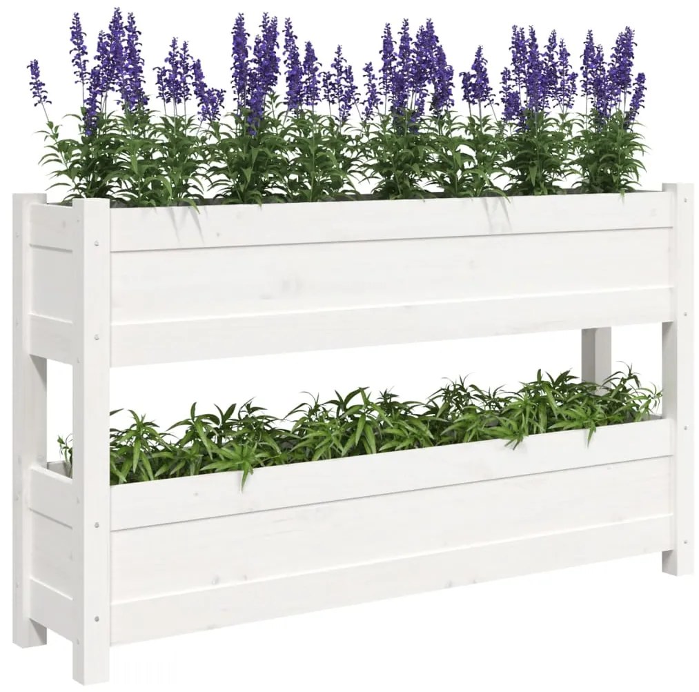 Vaso/floreira 112x25x66 cm madeira de pinho maciça branco
