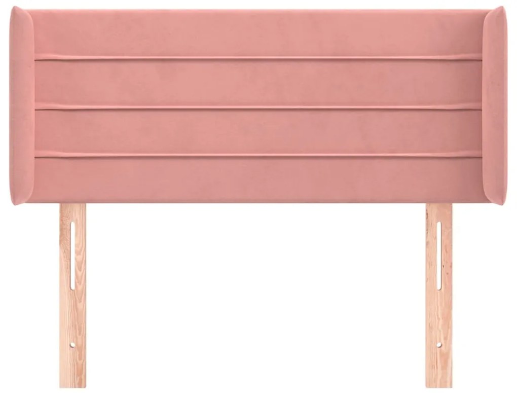 Cabeceira de cama c/ abas veludo 83x16x78/88 cm rosa