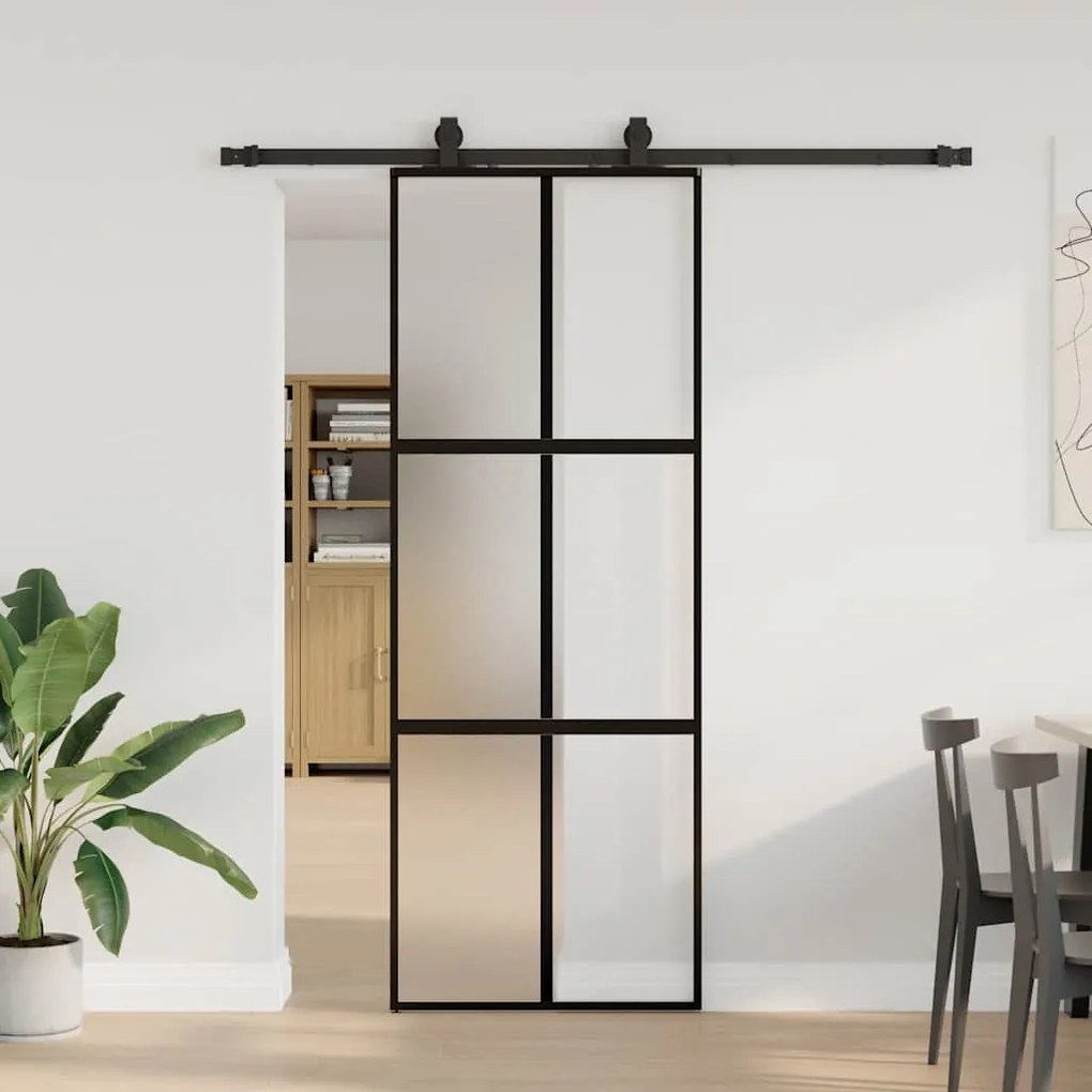 vidaXL Porta deslizante c/ conj. ferragens 76x205 cm vidro temperado