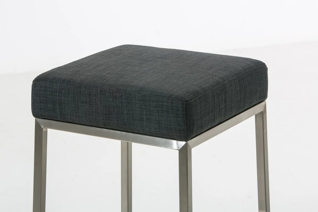 Banco de bar Montreal em tecido com estrutura prateada 37 x 83 x 37 cm Cinzento escuro