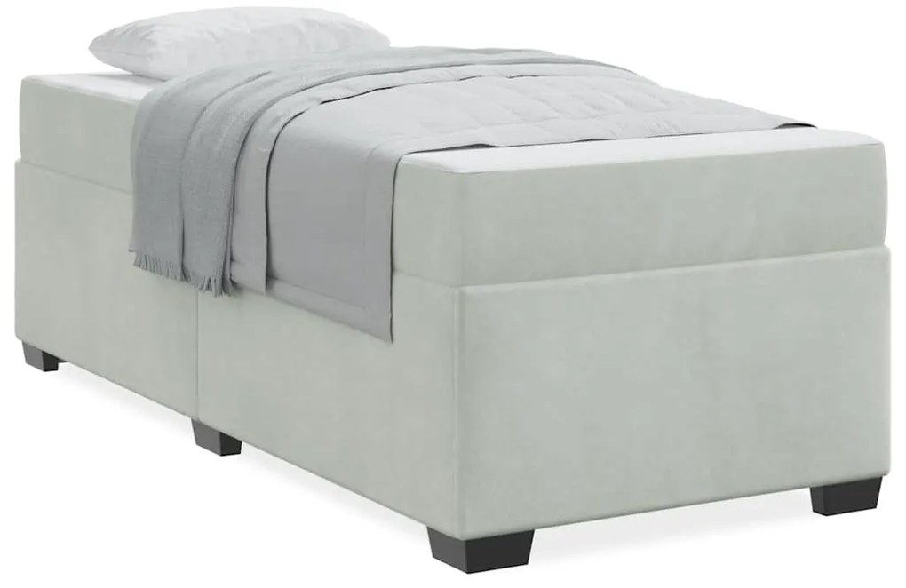 Estrutura de cama com colchão Cinzento-claro 90 x 190 cm Veludo