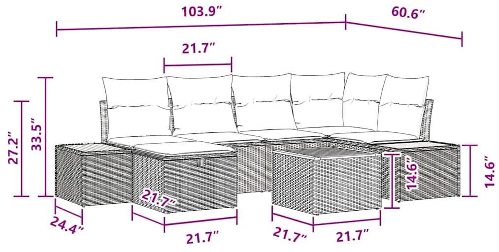 Conjunto de Sofá de Jardim de 9 Peças com Almofadas Pretas em Rattan e