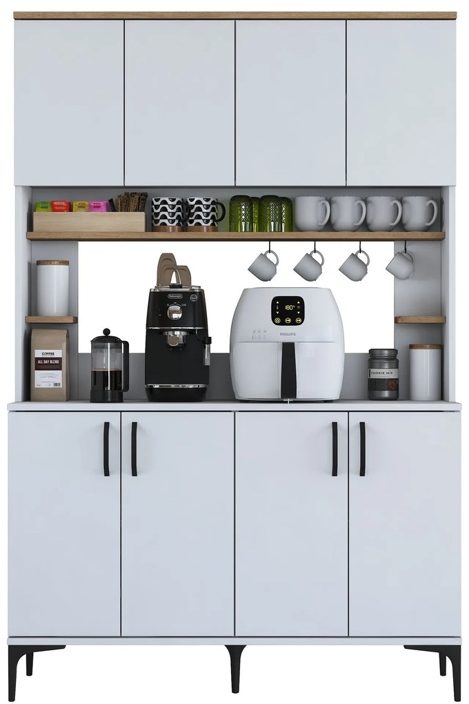 Armário Multiusos JE176 – Branco e Nogueira – 120x187,2x40 cm