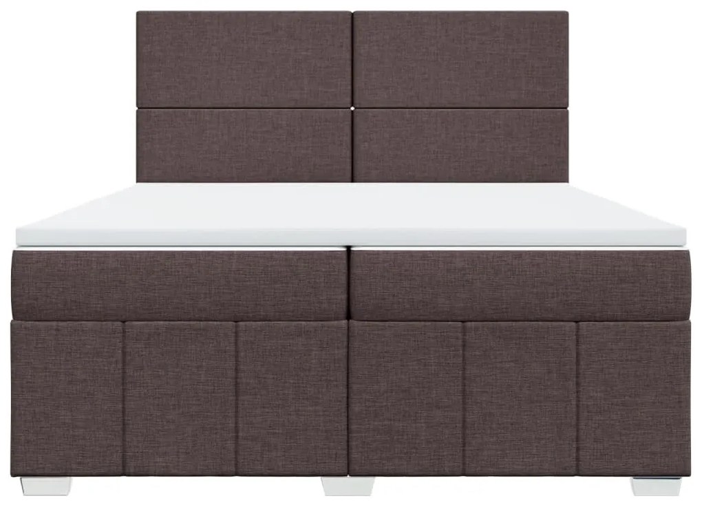 Cama com molas/colchão 200x200 cm tecido castanho-escuro
