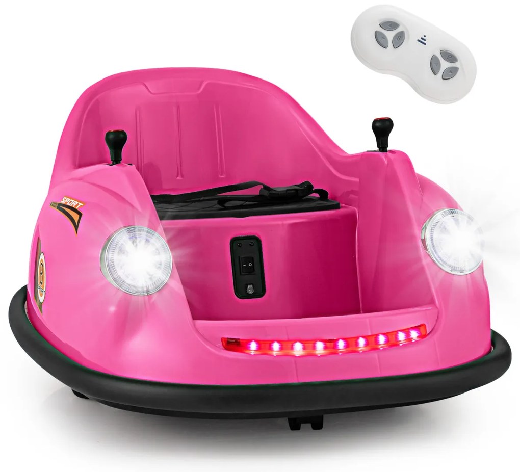 Carrinho de choques Elétrico de 12V para Crianças com Controlo Remoto Luzes LED Música 360° Giro Brinquedo para Bebés para Crianças 2-5 Anos de Idade