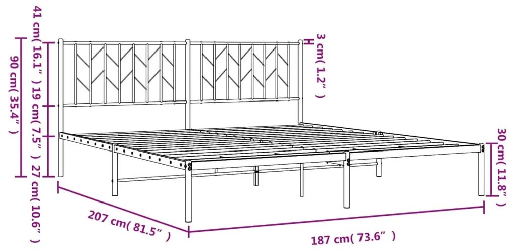 Estrutura de cama com cabeceira 180x200 cm metal branco