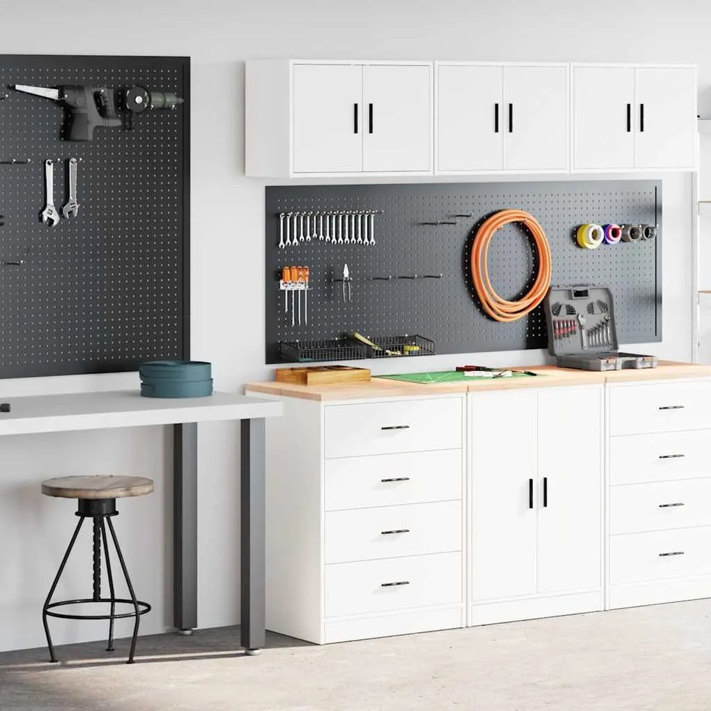 vidaXL Armários de garagem 2 pcs derivados de madeira branco