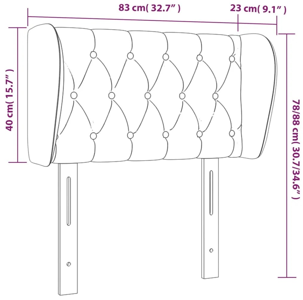 Cabeceira de cama c/ abas veludo 83x23x78/88 cm cinzento-escuro