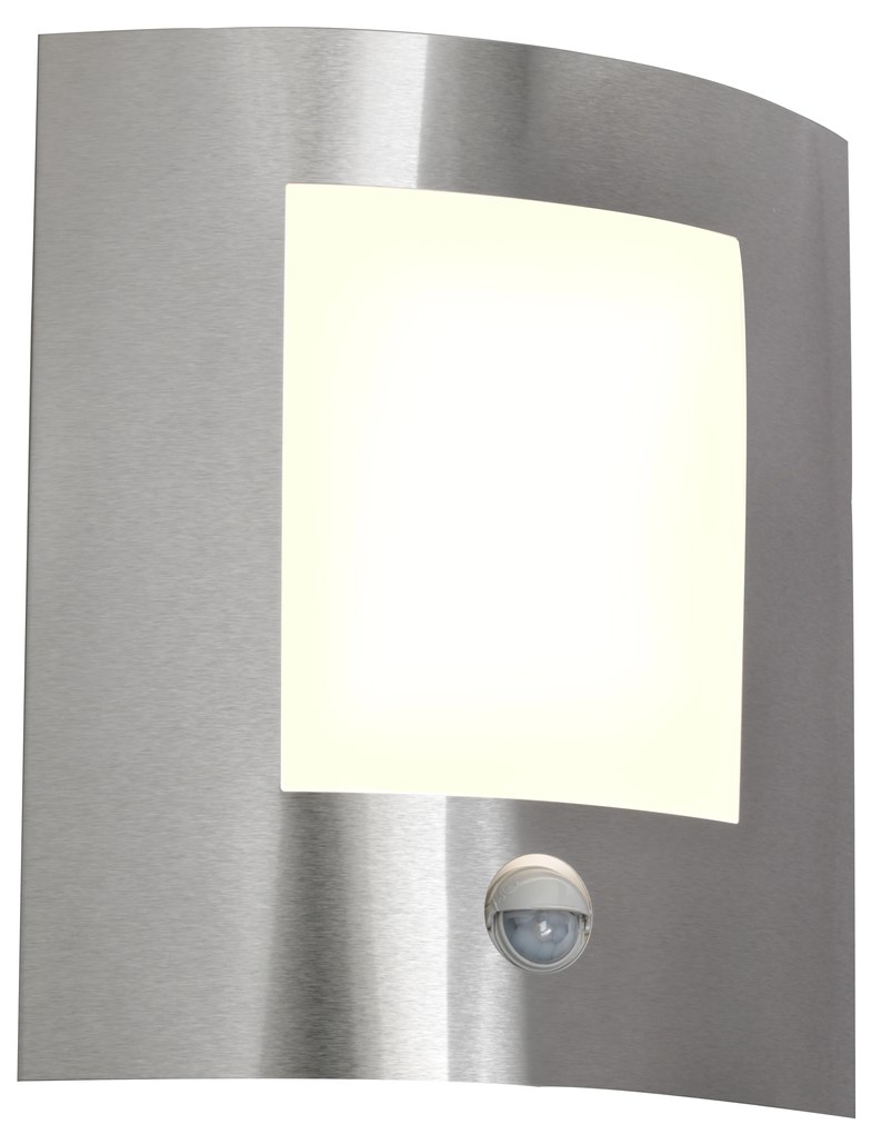 Candeeiro de parede exterior moderno em aço com sensor de movimento IP44 - Emmerald 1 Moderno