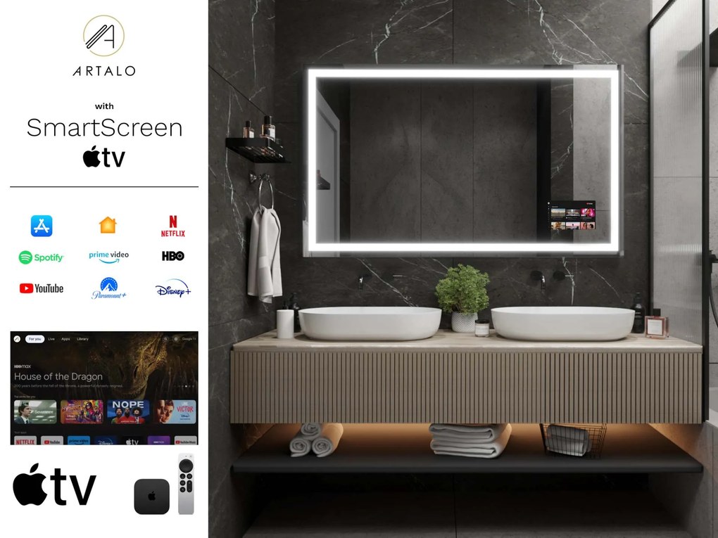 Espelho LED com moldura para casa de banho M7
