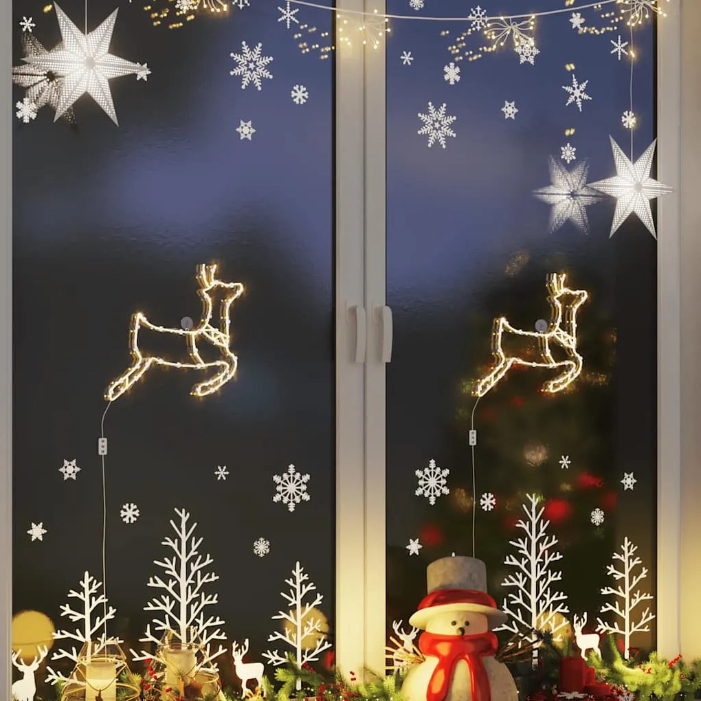 Luzes de Natal Silhueta de rena 2 pcs 35 LEDs branco quente