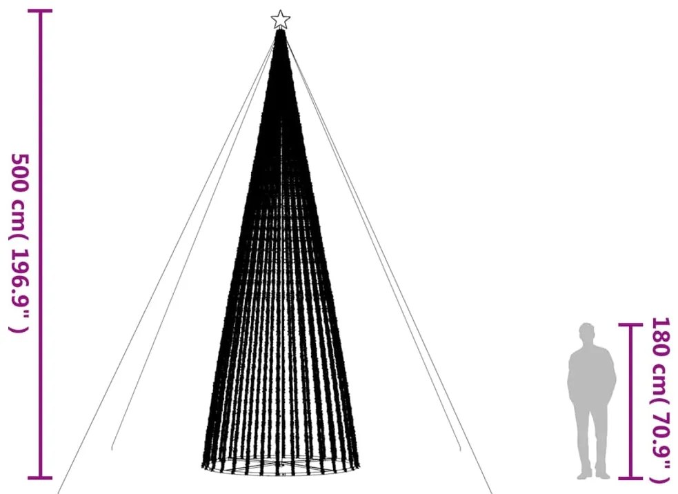 LED Árvore de Natal 1544 LEDs Branco Quente 500 cm
