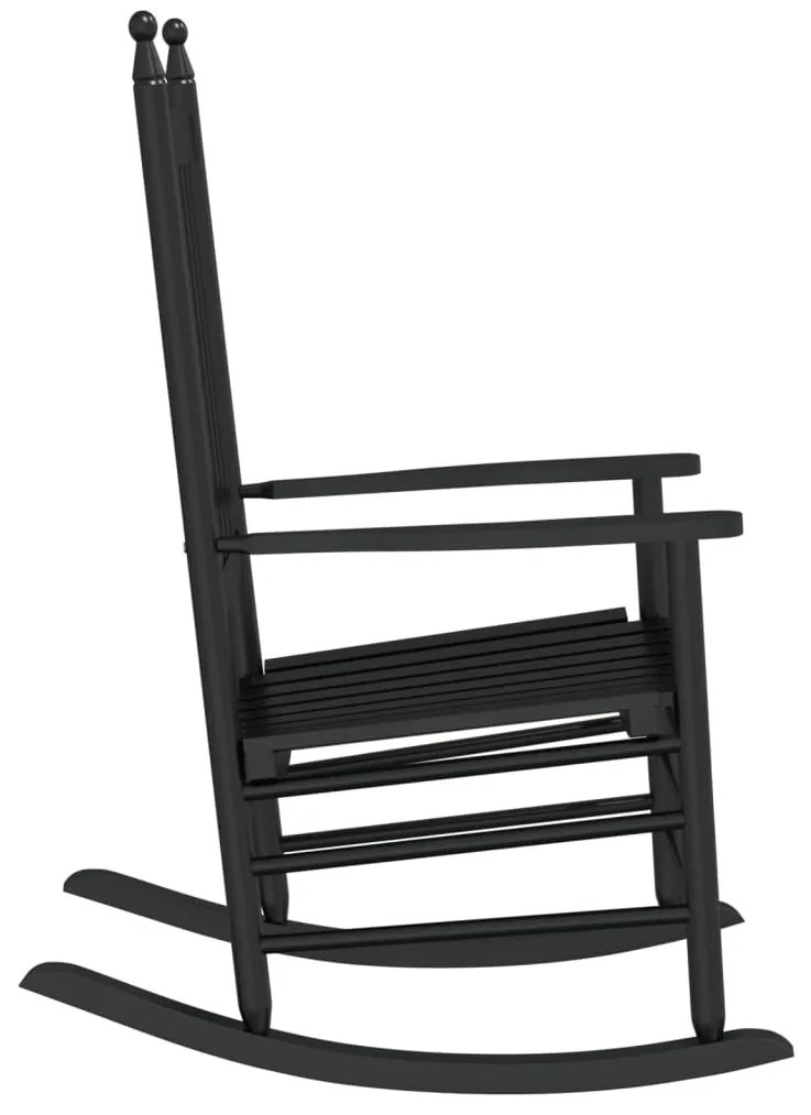 Cadeiras baloiço c/ assentos curvos 2 pcs álamo maciço preto