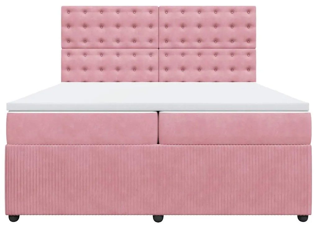 Cama com molas/colchão 200x200 cm veludo rosa