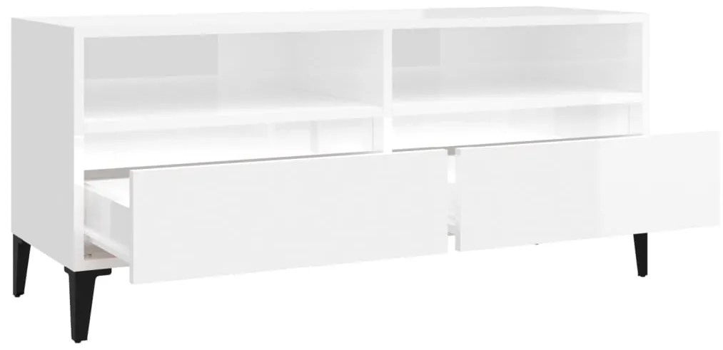Móvel p/ TV 100x34,5x44,5 cm derivados madeira branco brilhante