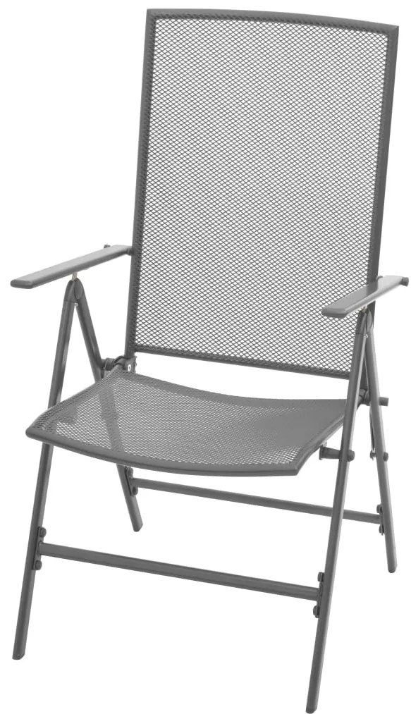 Cadeiras reclináveis jardim 3 pcs aço revestido a pó antracite