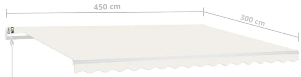 Toldo retrátil manual com postes 4,5x3 m cor creme