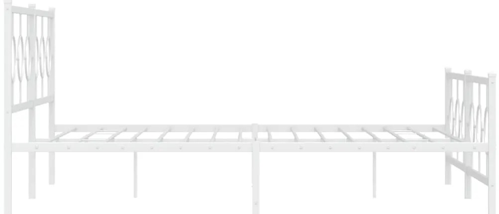 Estrutura de cama com cabeceira e pés 193x203 cm metal branco