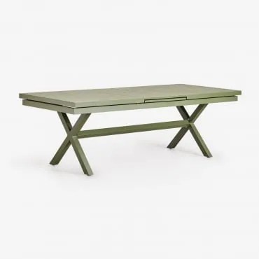 Mesa De Jantar Retangular Extensível Em Alumínio Karena Verde Azeitona Intenso & 240 - 300 X 100 Cm - Sklum