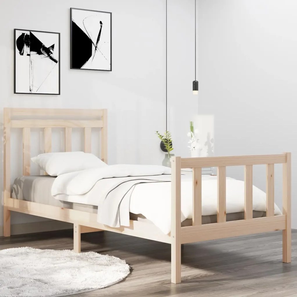 3105345 vidaXL Estrutura de cama solteiro 90x190 cm madeira maciça